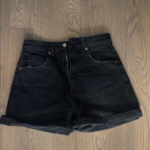 Zara Black Jean Shorts High-Waisted Relaxed Fit